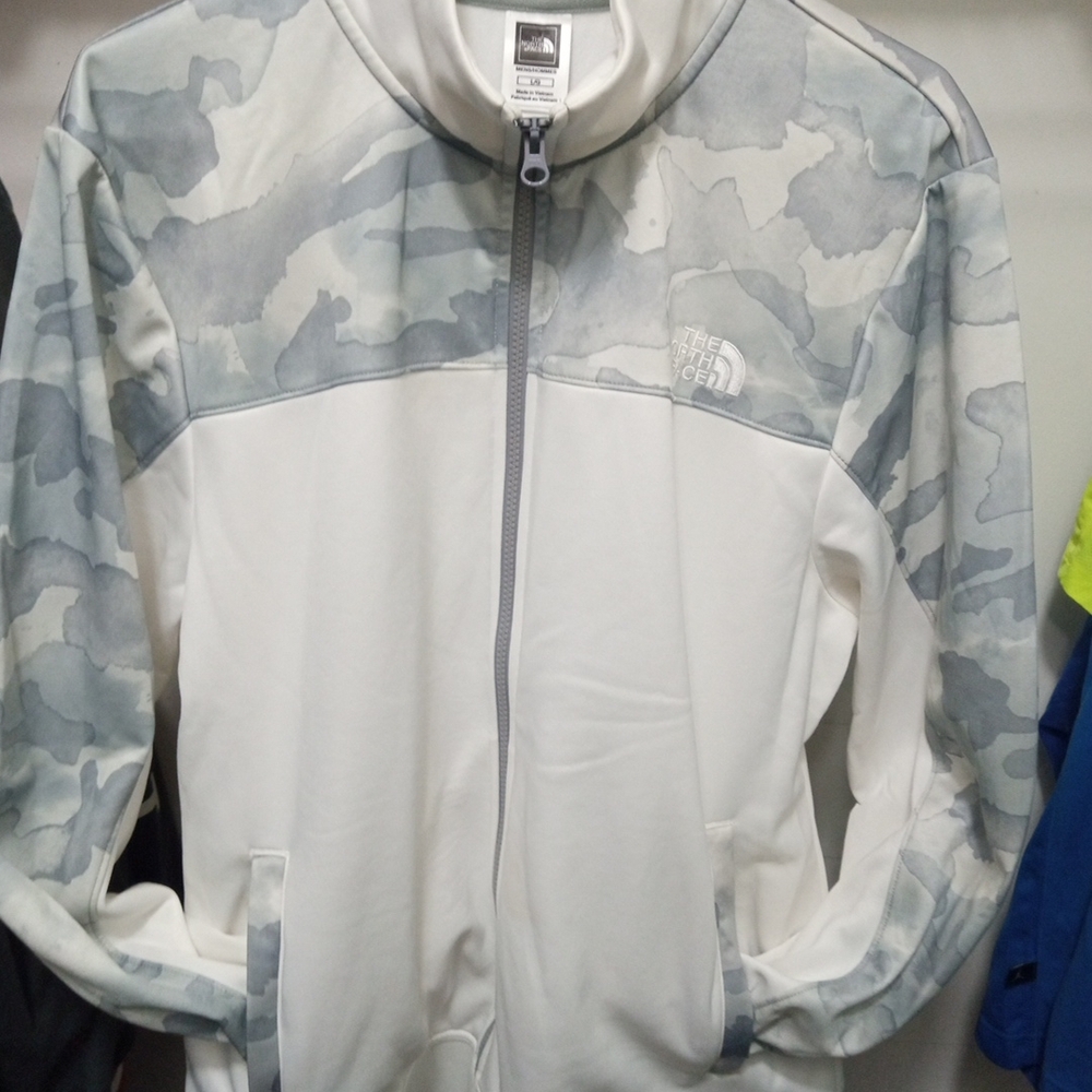 The North Face White and Gray Camo Jacket